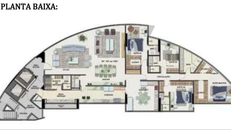 Apartamento, nº 1901, área privada de 268,75m², 04 vagas de garagem